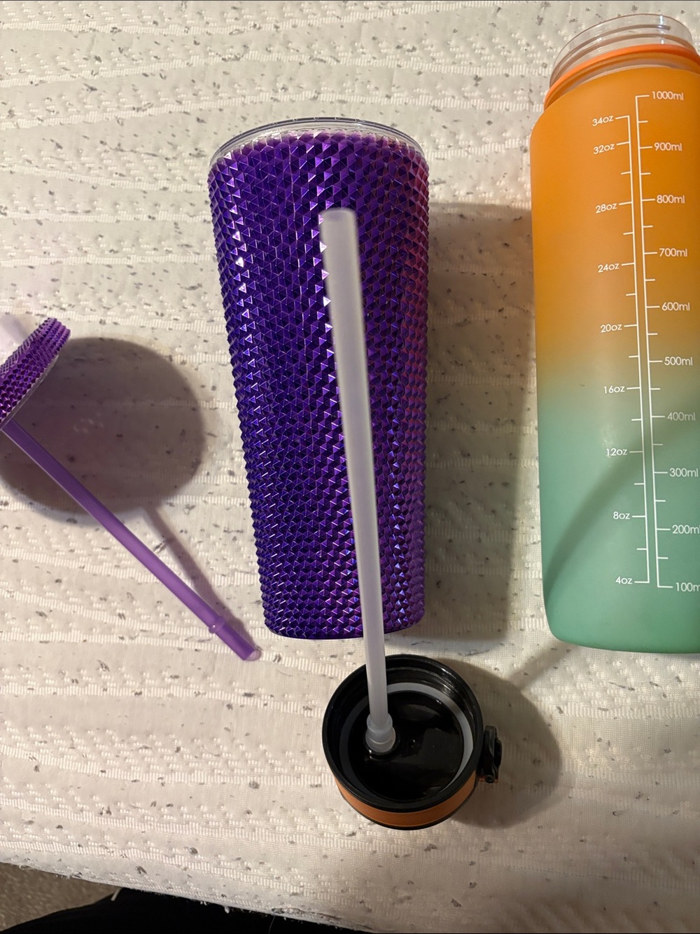 Purple Textured Tumbler & Orange-Green Gradient Water Bottle - Picture 10 of 10